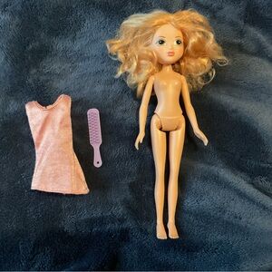 Blonde Doll with Pink Dress and Brush